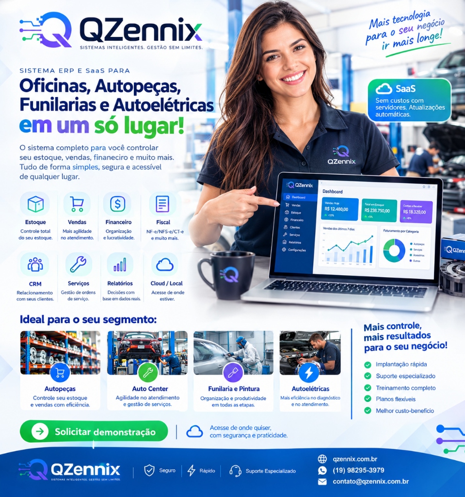 QZennix Sistema ERP e SaaS para Oficinas, Autopeças, Funilarias e Autoelétricas